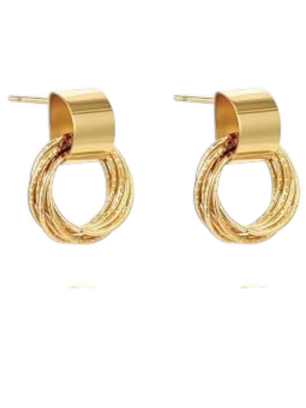 14K Gold Plated Textured Coiled Multi Hoop Earrings 23mm